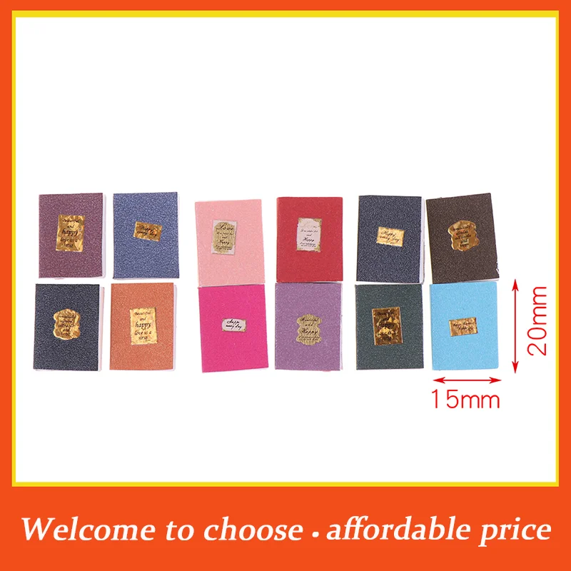

TH 12Pcs/set high quality Paper 1:12 Dollhouse Miniature Book Model Notebook Doll House Study Decor
