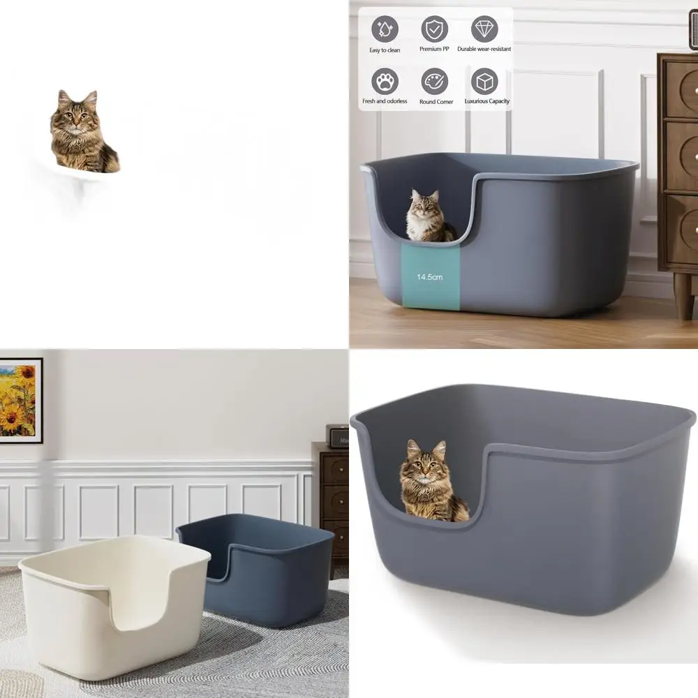 

Очень большой лоток для кошек с высокими бортиками и низким входом - 22.2 x 14.9 x 12 дюймов, с глубокими стенками (серый)