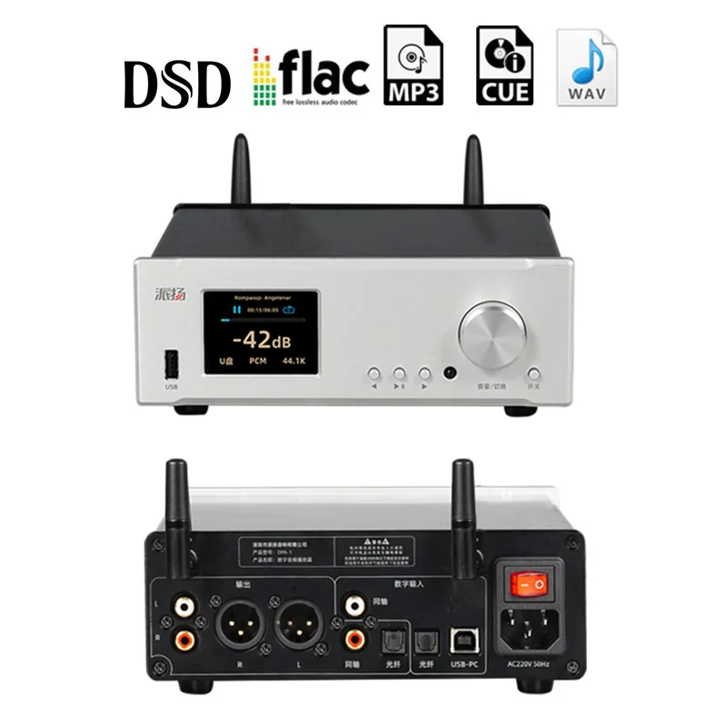 Digital Music Player Dual ESS9038Q2M DAC QCC3040 Bluetooth 5.0 HIFI Music Turntable DSD512 PCM768K 32BIT Lossless Decoding