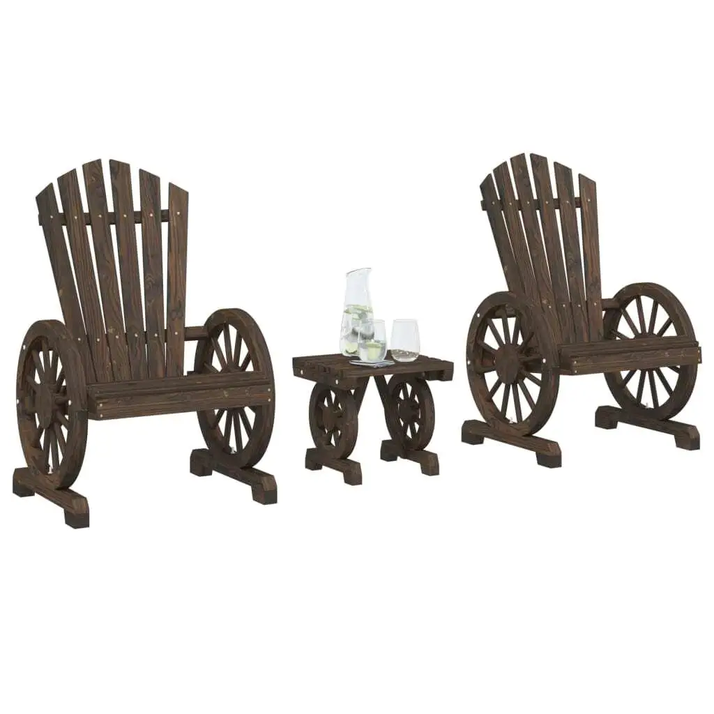 

Garden Lounge Set Burnt Wood Finish Solid Fir Wood Medium Ergonomic Design for Outdoor Relaxation