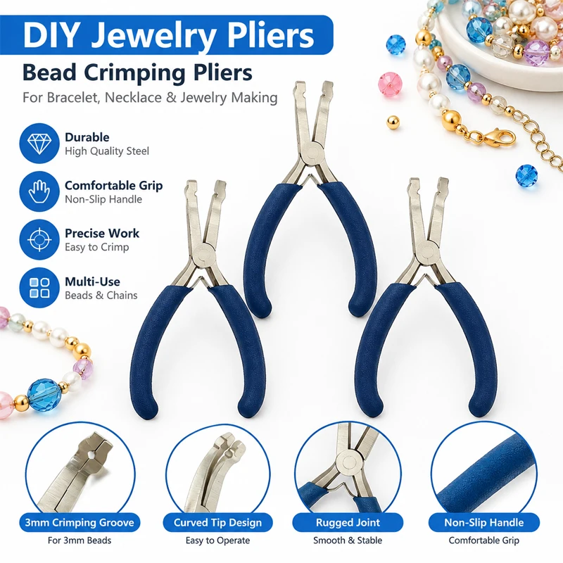 Round Hole Jewelry Pliers 3mm Bead Fixing Plier DIY Beading Making Tool Non-slip Handle Hand Craft Jewelry Making Repair Tools