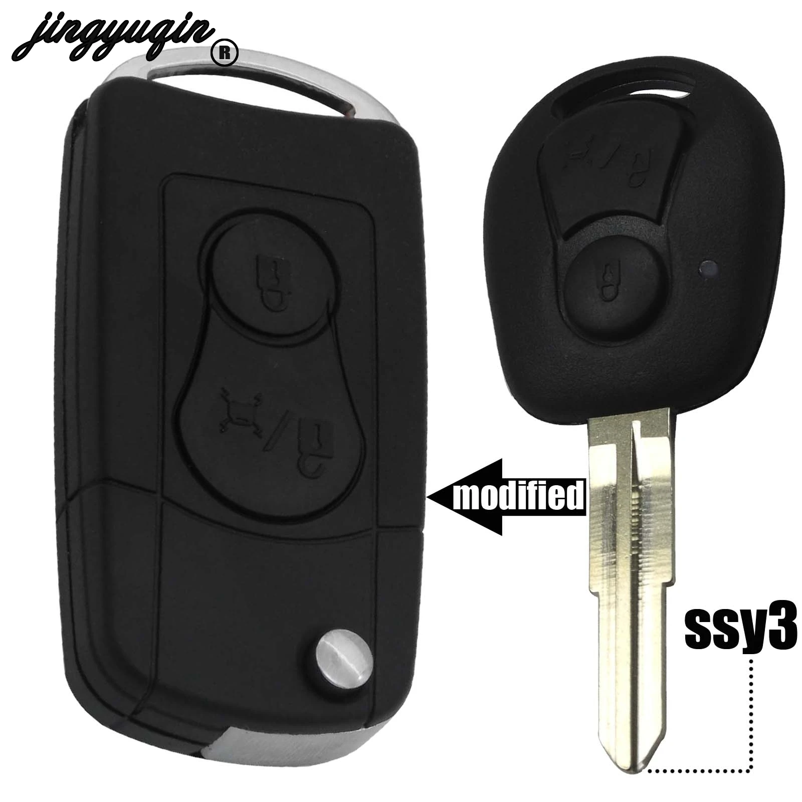 

Uncut Blade 2 Button Modified Remote Key Shell Fob Case Cover For Ssangyong Actyon Kyron Korando Remote Key Case Shell