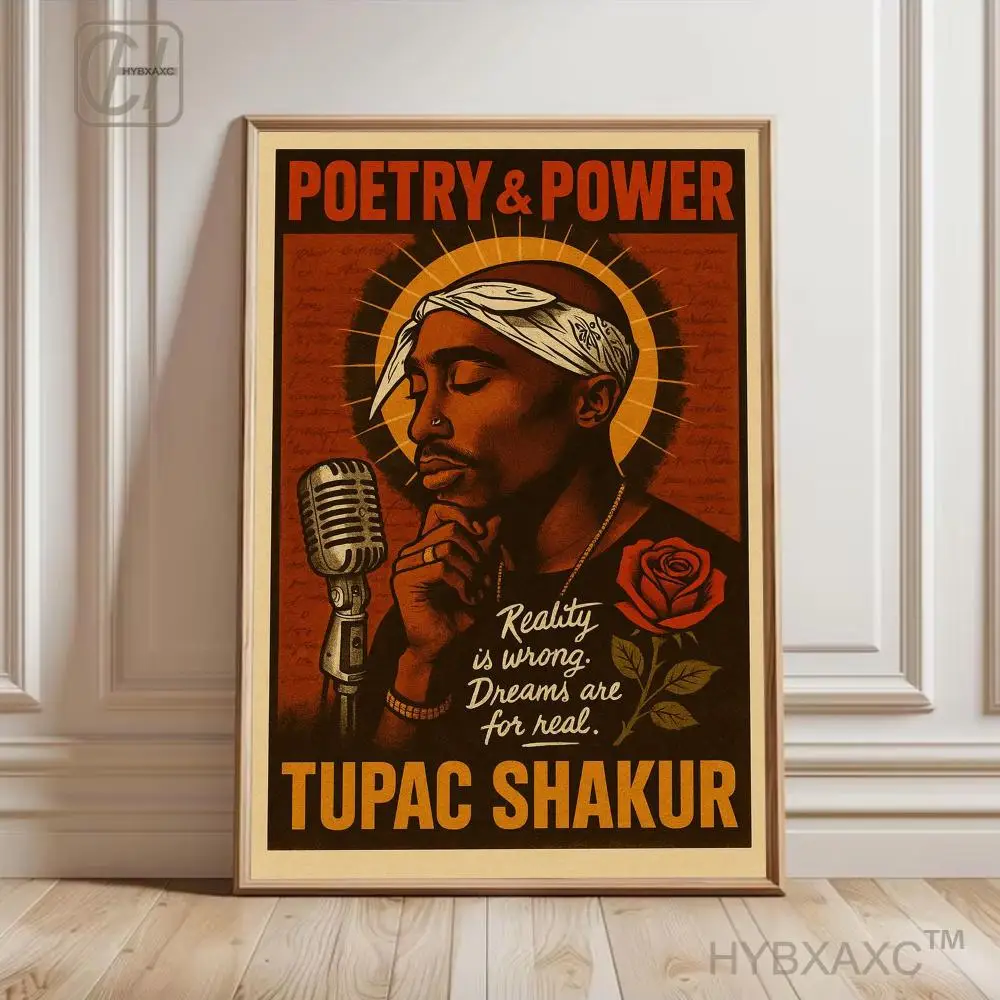 Hip Hop Rapper Singer Tupac Shakur Posters And Prints Canvas Printing Modern Music Wall Art Picture for Living Room Home Decor