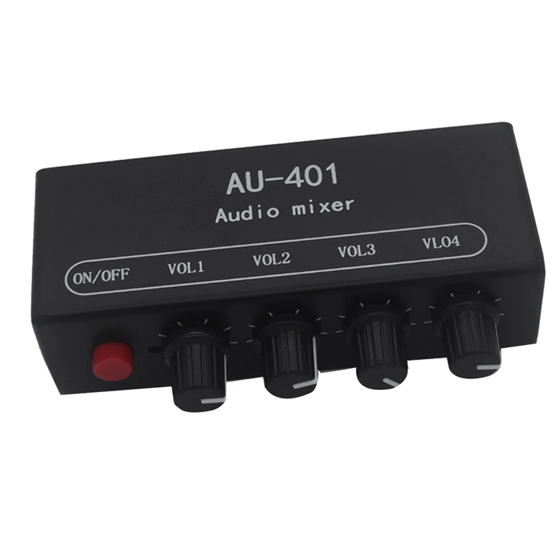 Top Deals Multi-Source AU-401 DC 5V-12V Stereo Audio Mixer 4 Input 1 Output Individually Controls Board Sound