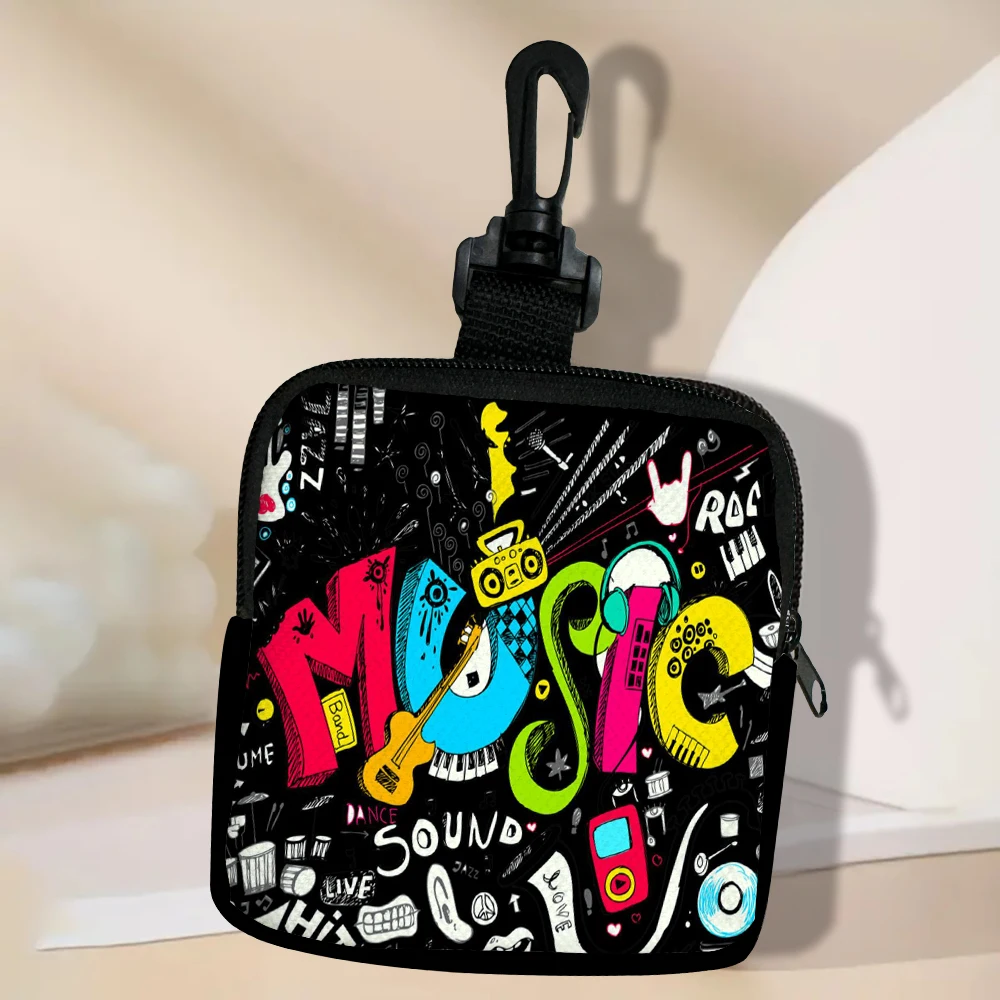 Music Symbols Printing Large Capacity Coin Wallet Waterproof Digital Coin Wallet Storage Bag, Ideal Choice for Gifts