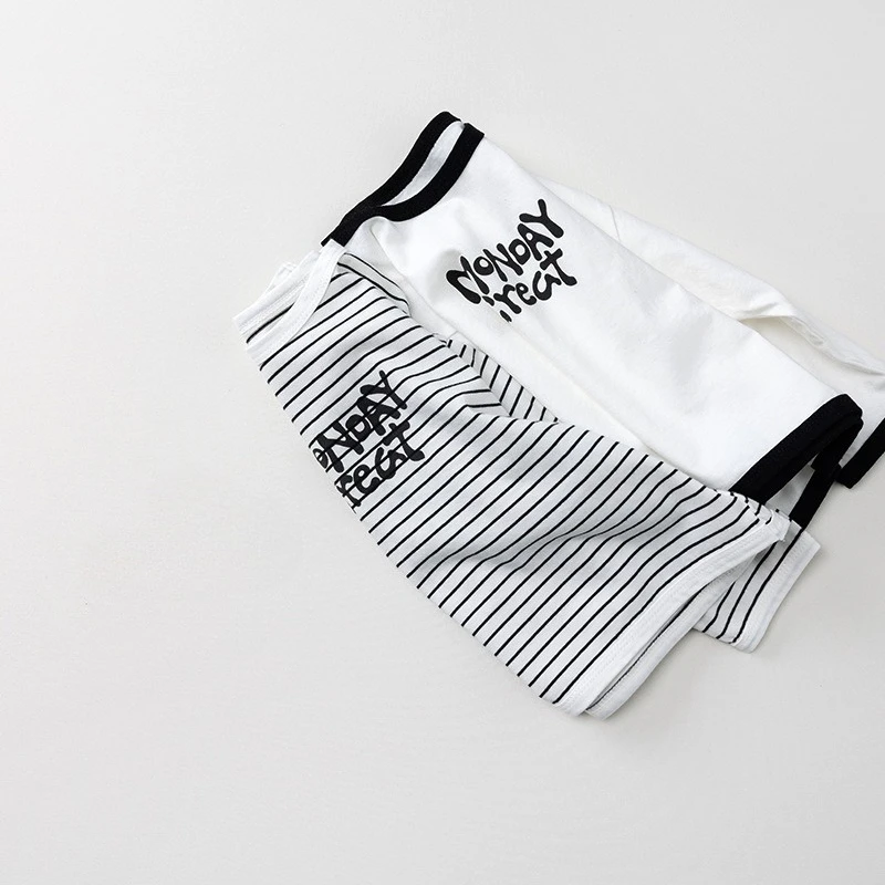 2026 Spring New Children Long Sleeve T-shirts Baby Letter Print Tops Boys Girls Striped Shirt Kids Cotton Tees Toddler Clothes