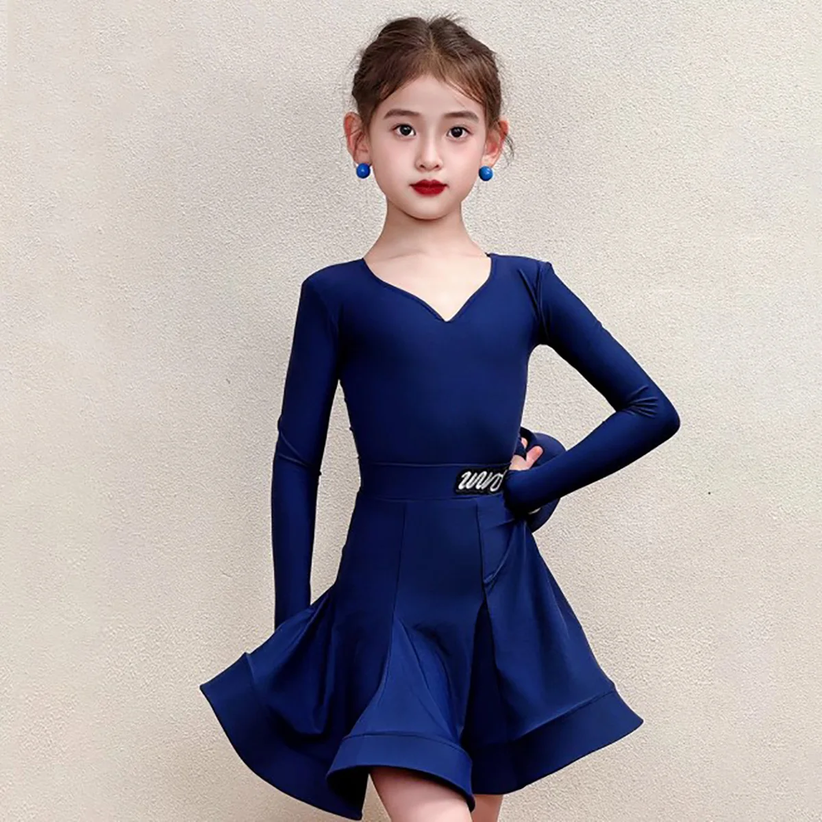 Long Sleeve Latin Dance Competition Dress Girls Professional Grade Examination National Standard Advanced Latin Rule Costume