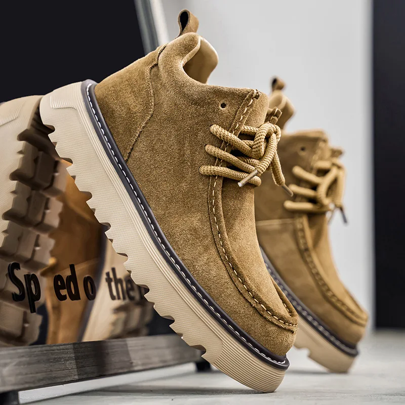 

Winter High Top British Style Men's Workwear Boots Outdoor Anti Slip Waterproof Men's Motorcycle Boots Men Chelsea Boots