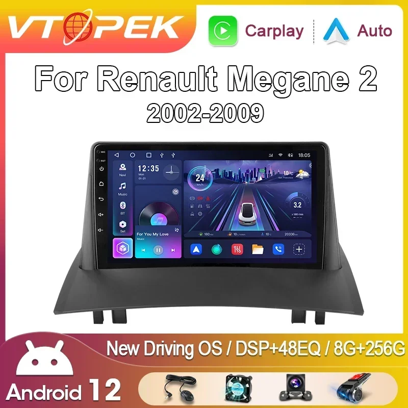 

Vtopek 2 Din Android Car Radio for Renault Megane 2 2002 - 2009 Multimedia Video Player GPS Wireless Carplay Auto DSP Stereo DVD