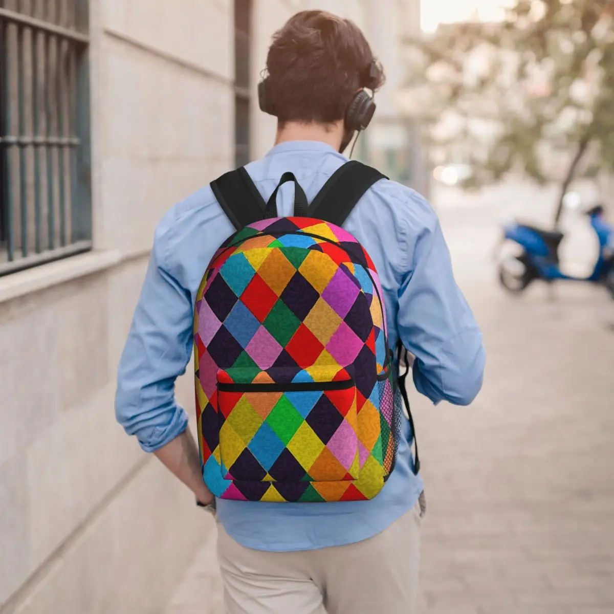 Mardi Gras Harlequin Plaid Playing Cards Rhombi Backpack Boys Girls BookBag Kids School Bag Computer Shoulder Bags for Men Women