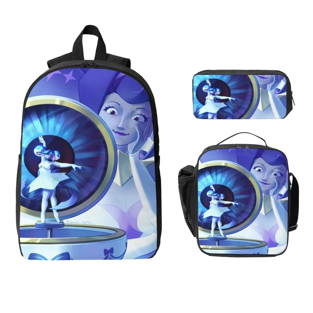 3Pcs K-Knights Of Guinevere Backpack Set for Girls Boys Pencil Boxes Bookbag Sets with Lunch Box For School Students Knapsack