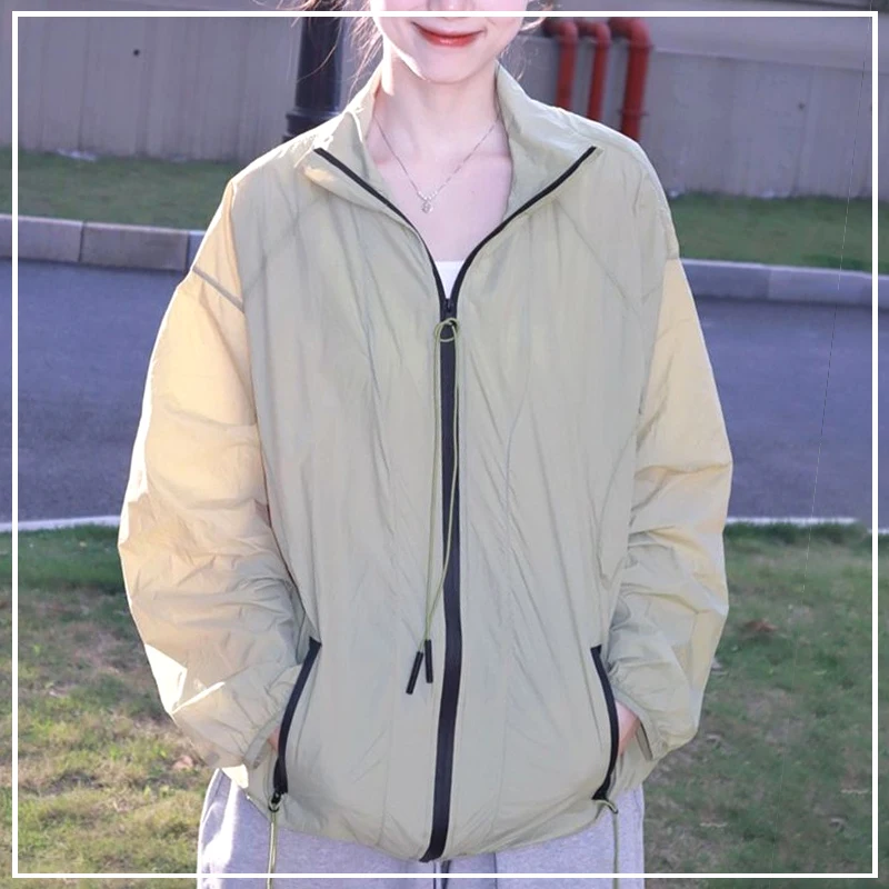 

Женская Спортивная одежда на молнии, однотонная одежда для защиты от солнца в Корейском стиле, модель Лето 2024