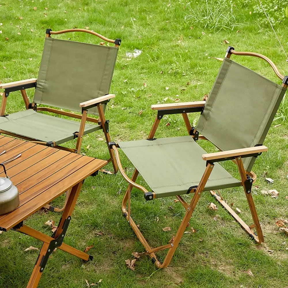 Wood Grain Camping Folding Chair Carbon Steel Durable Kermit Chair Sturdy Comfortable Armrest Outdoor stool Leisure Camping