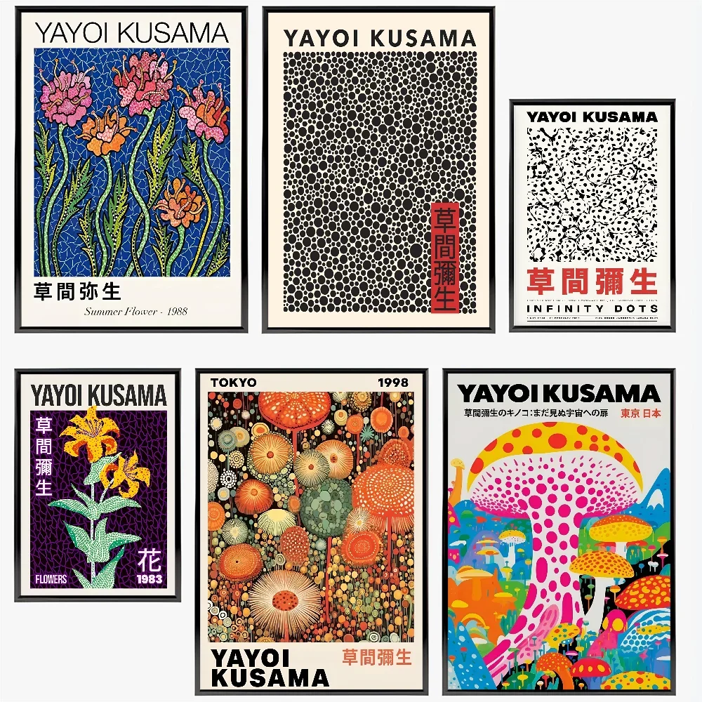 1PC Japanese Artist Yayoi Kusama Exhibition Poster Paper Print Home Living Room Bedroom Entrance Bar Cafe Art Painting