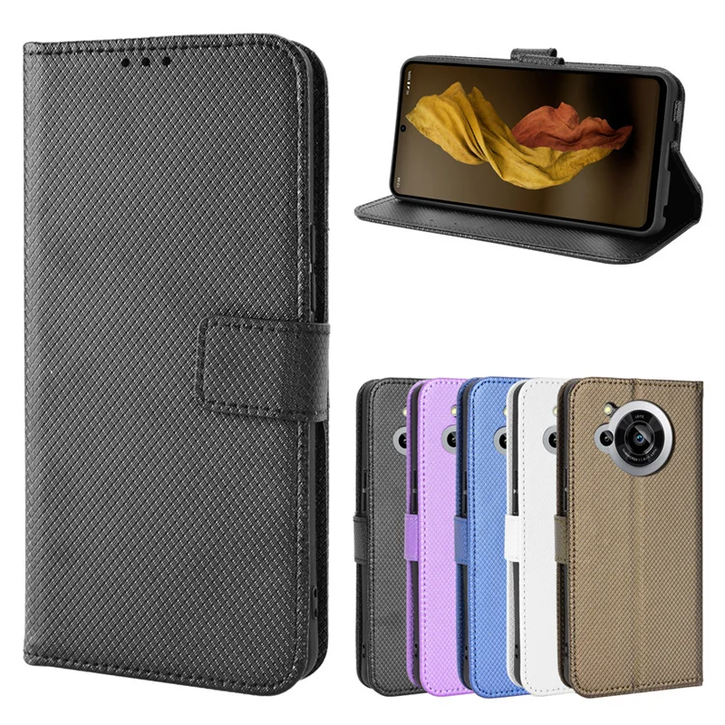 For Sharp Aquos R7 Wallet Flip Style Glossy Skin PU Leather Phone Cover For Sharp Aquos R7 R6 SH-52C Case