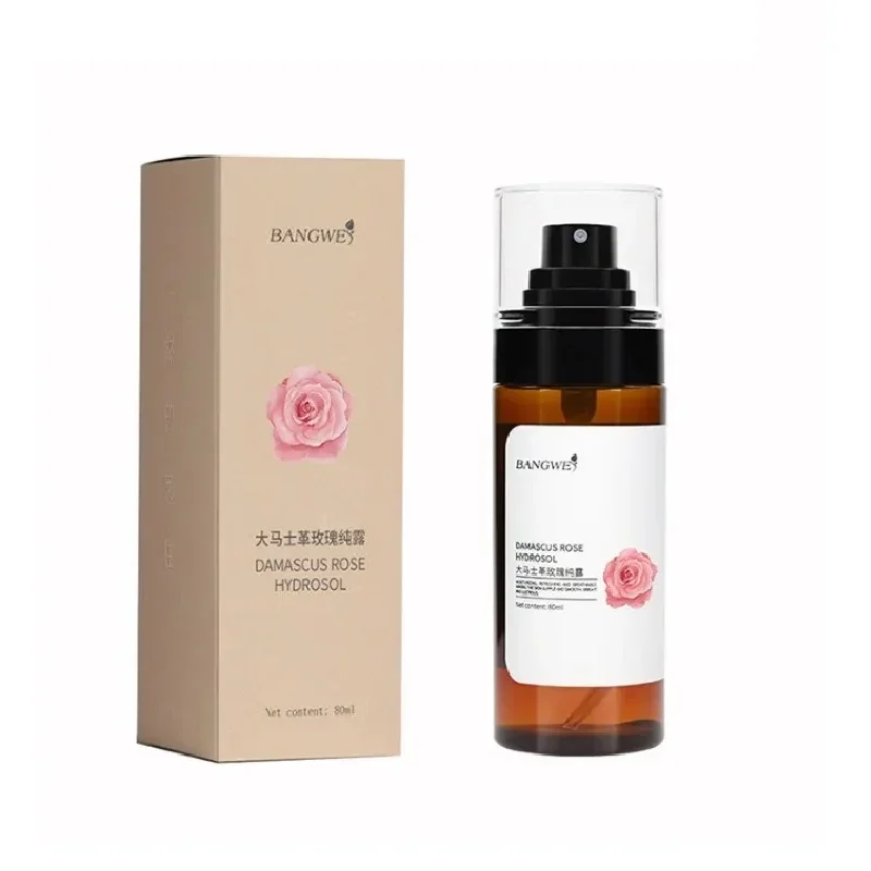 Bangwei skincare Damascus Rose Pure Dew Увлажняющий и увлажняющий спрей Тоник с эфирным маслом Сужение пор Спрей Rose Dew 80 мл