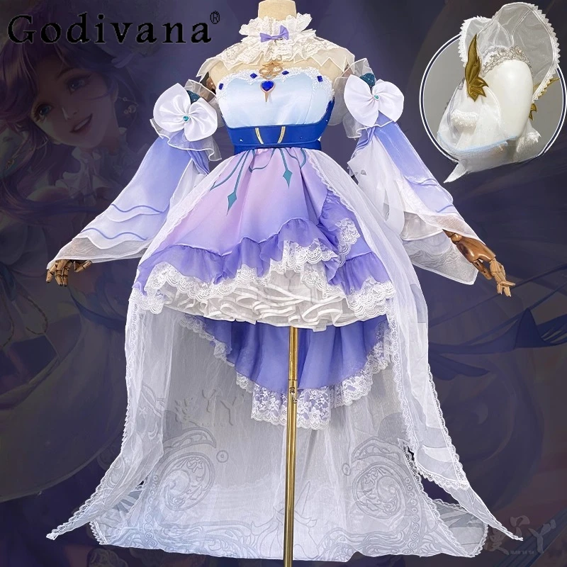 

Flower Wedding Cosplay Costume Dress Women Anime Game Full Clothing Set Female Honor of Kings DaQiao Valentine Day Dress