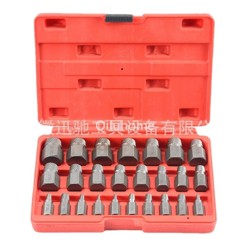 25-Piece Set Multi-Integral Key Broken Stud Spanner Spiral Slippery Sliding Teeth Broken Wire Damaged Screw Removal Tool