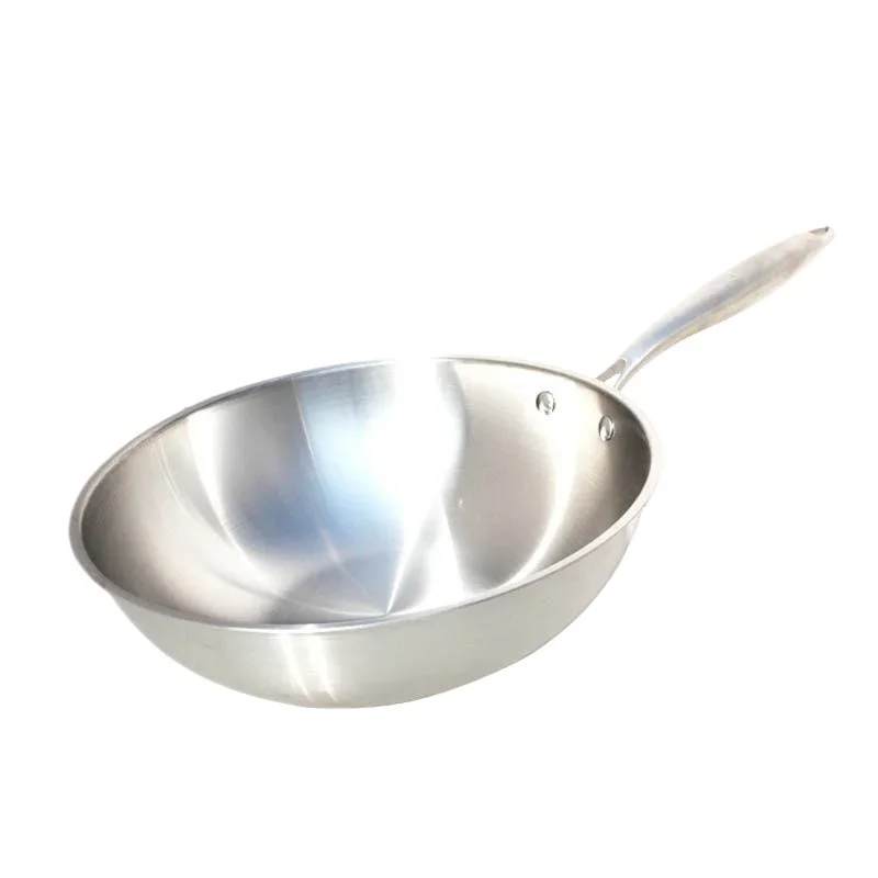 

Stainless Steel Frying Pan 3 Ply Professional Grade Steel Skillet Kitchen Fry Pan Cooking Wok Dishwasher Safe 32cm Silver