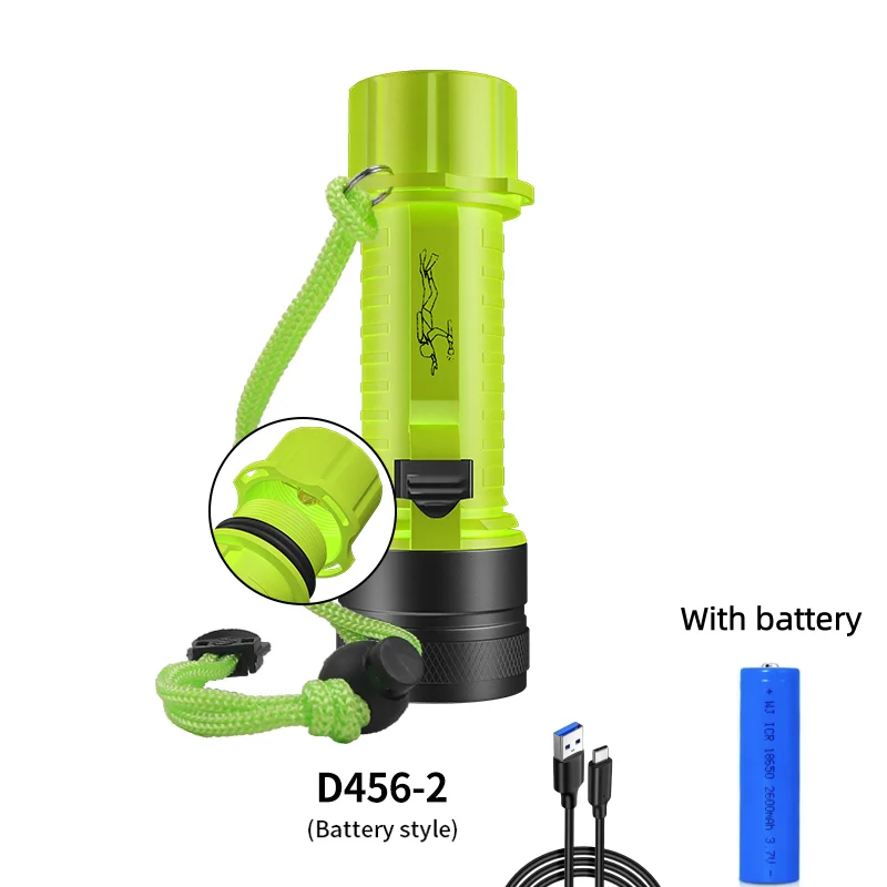 Sterk licht duikzaklamp led duiken nachtduiken super helder diep water professionele kwaliteit p50 waterdicht buiten