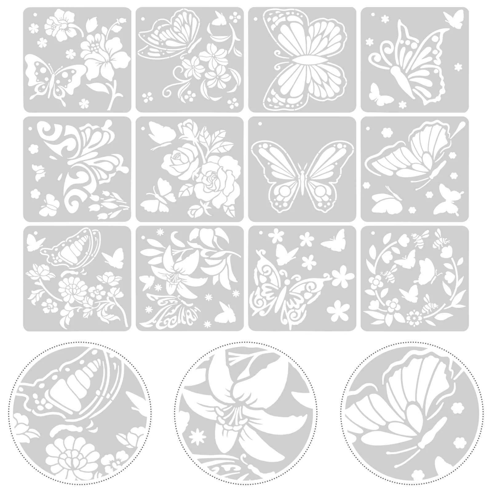 12 Sheets Painting Template Templates for DIY Butterfly Stencils Large Wall Graffiti Reusable Embossed Drawing