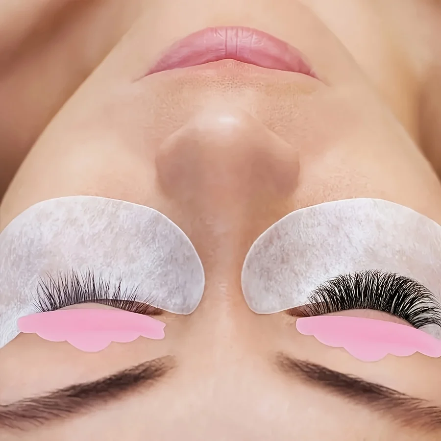 73pcs eyelash extension kit: double-head curling silicone pad and nano cotton swab, non-adhesive cloth, eyelash brush