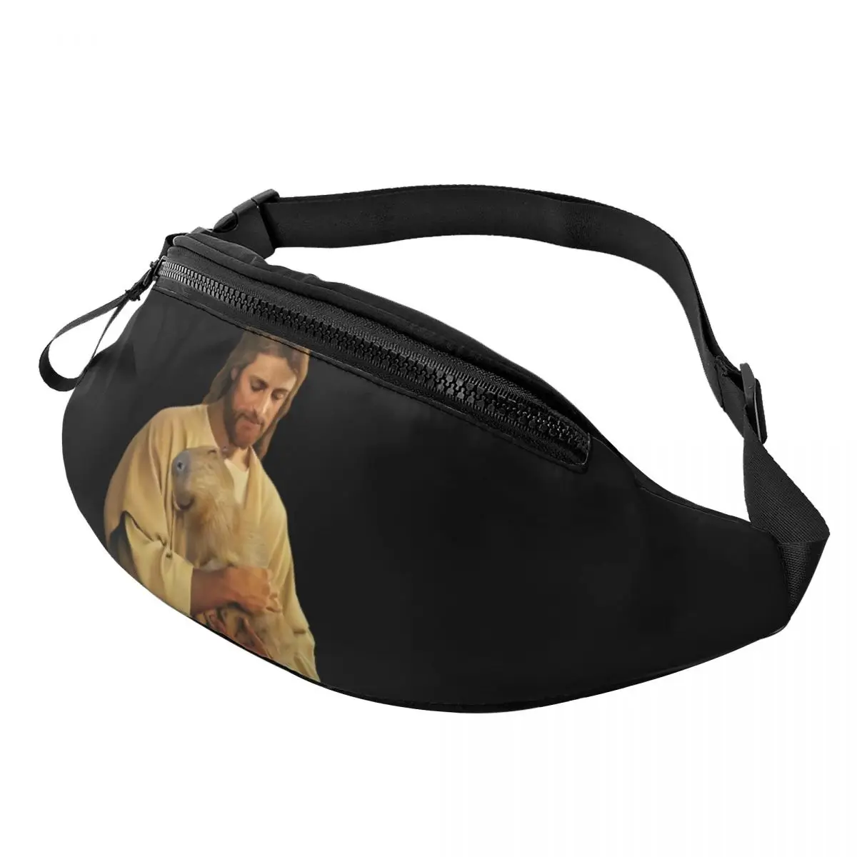 

Custom Jesus And Capybara Fanny Bag Customized Crossbody Waist Pack Women Men Cycling Camping Phone Money Pouch