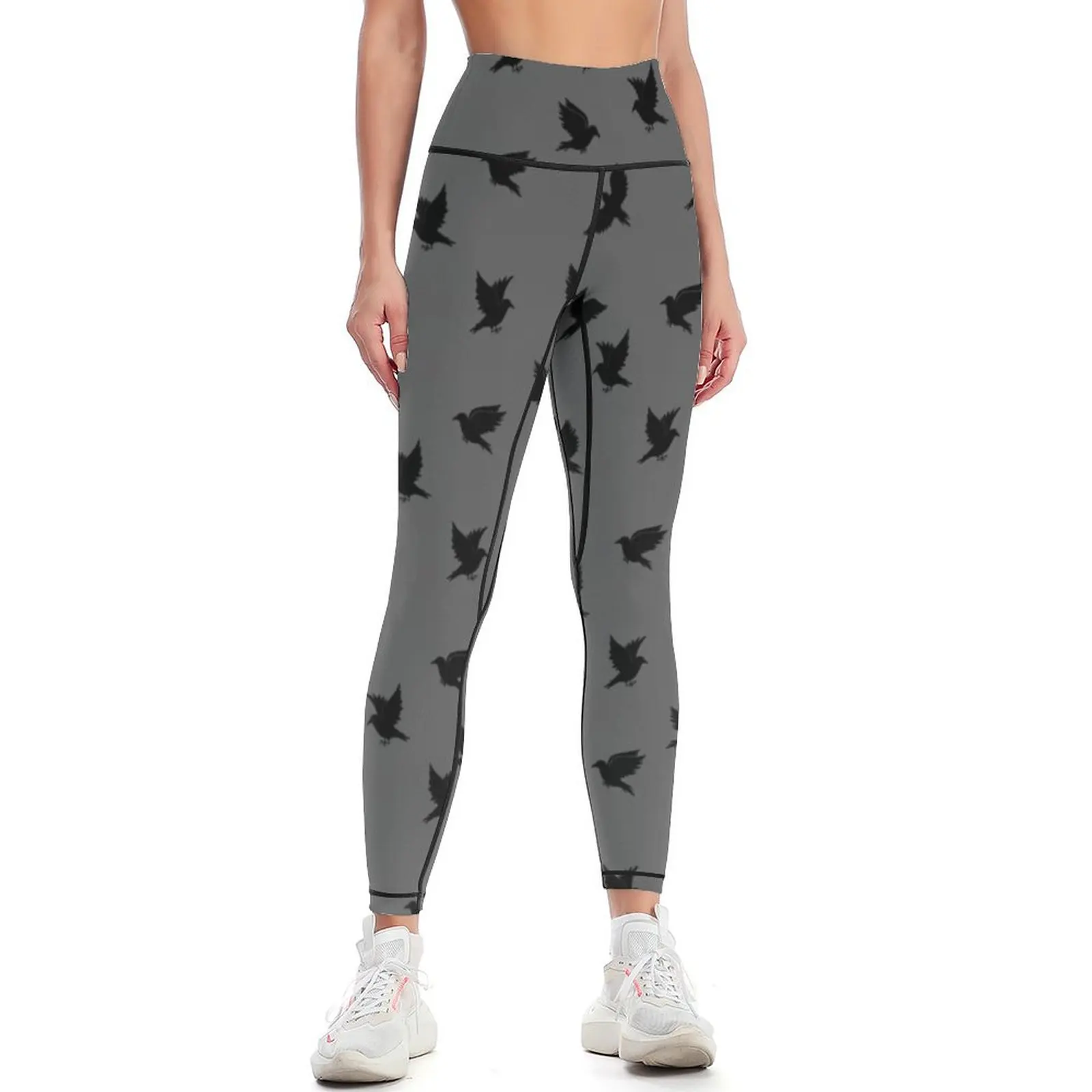 

Crow Pattern (gray) Leggings Legging sport trousers sporty woman gym Womens Leggings