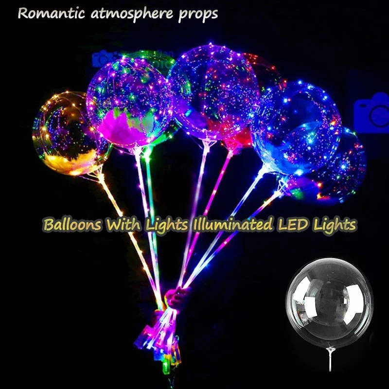 

LED Light Up Balloons Luminous Bobo Balloon Transparent Helium Flashing Balloons for Party Birthday Wedding Decorations