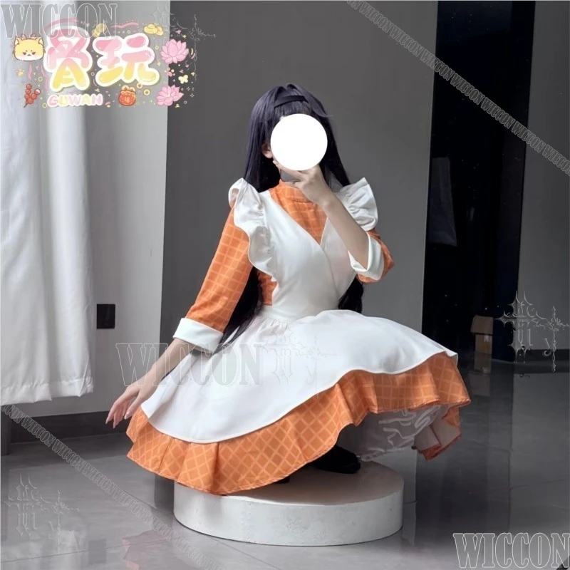 

The Fragrant Flower Blooms With Dignity Wakura Kuniko Maid Cosplay Orange Waitress Dress Apron Lolita Navidad Carnaval Event