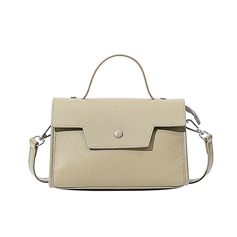 Bolso de mano de piel auténtica para mujer, bolso de hombro Premium, diseño exquisito, estilo minimalista