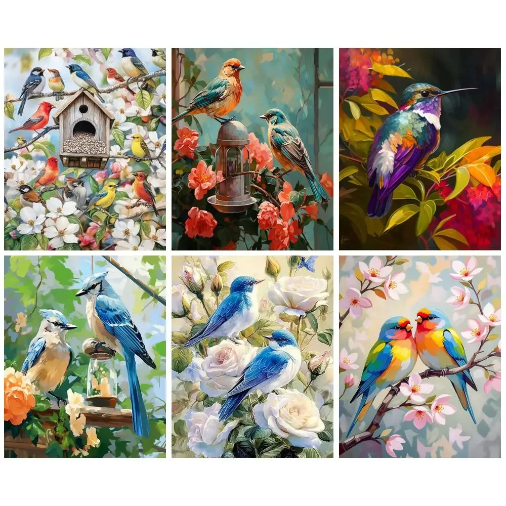 DIY Coloring By Numbers Bird Digital Oil Painting Animal Puppy Paint By Number Kits Picture Artcraft On Canvas Handpainted Gift