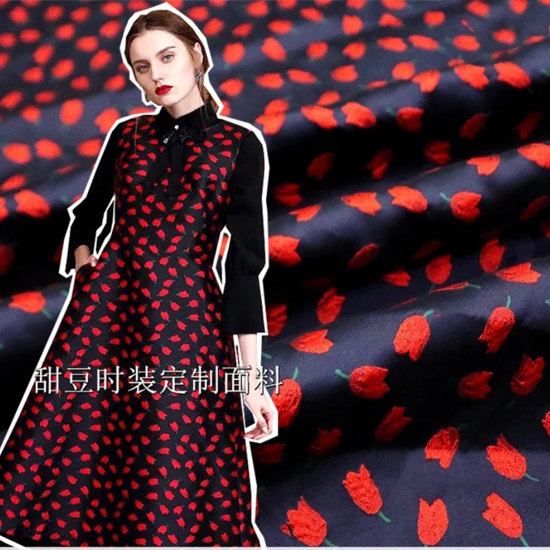 

Окрашенная в пряжу парчовая жаккардовая ткань, маленький блейзер с цветочным тиснением, костюм, европейский бренд, модный дизайн, швейная ткань на метр