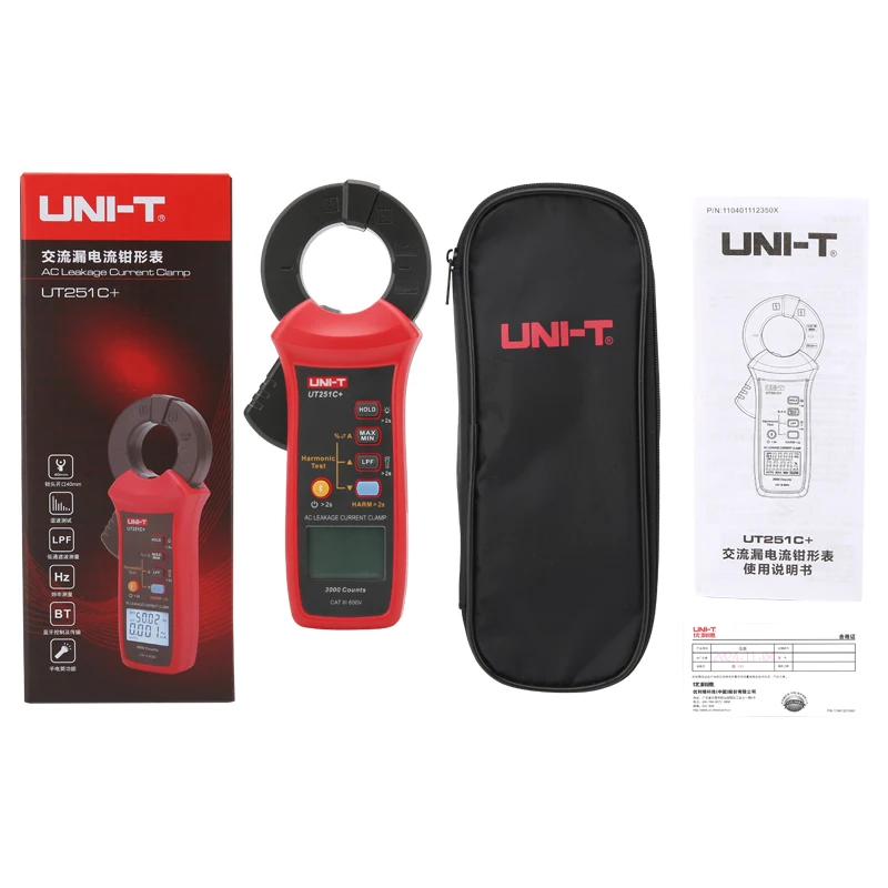UNI-T UT251C+ Hochpräzise 60A AC-Leckstromklemme; Öffnungsgröße 40 mm/Bluetooth-App/Harmonische Analyse/LPF