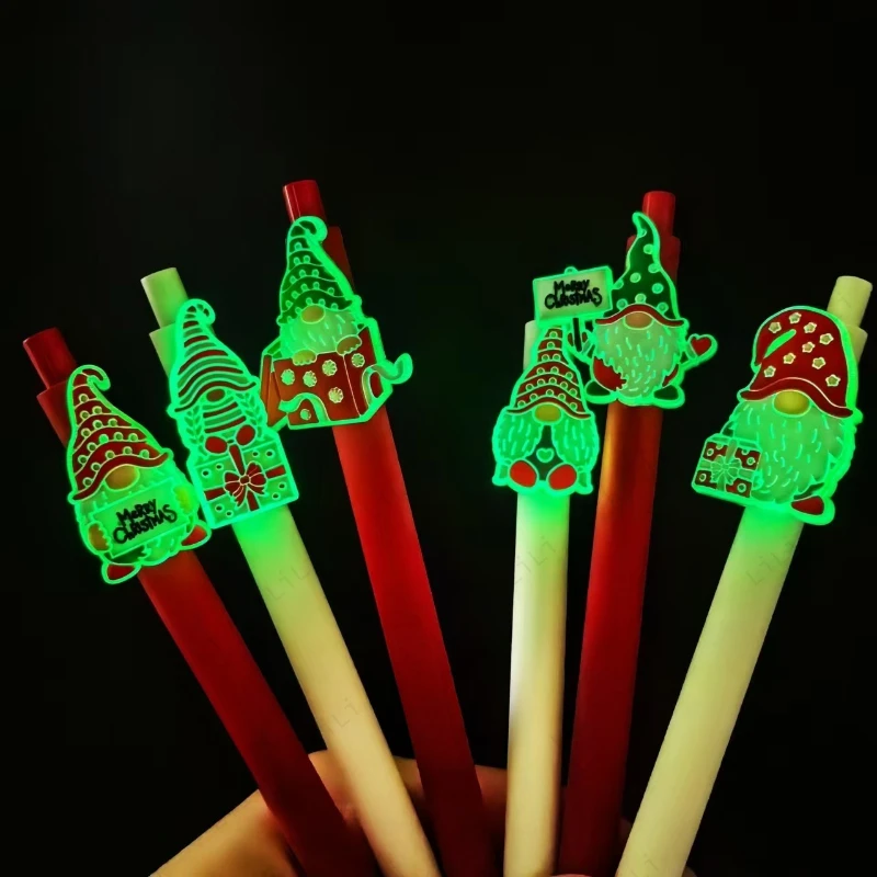

6pcs/set Christmas Series 0.5mm Neutral Pen Luminous Patch Luminous Toy Pen Student Stationery Children's Gifts