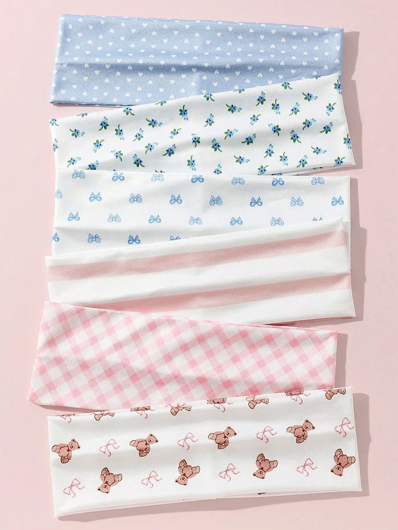 

Hair Wrap Women Sweatband 6pcs/Set Fashion Women's Floral, Bow, Heart, Bear, Plaid, Stripe Print Soft Non-Slip Headbands,