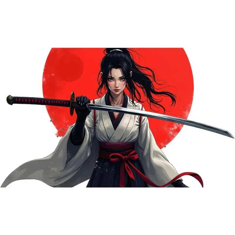 1pc 2D Flat Japanese Warrior Girl Vinyl Sticker, Waterproof Decal for Car Bottle Laptop Camper AC Decor, Holiday Gift