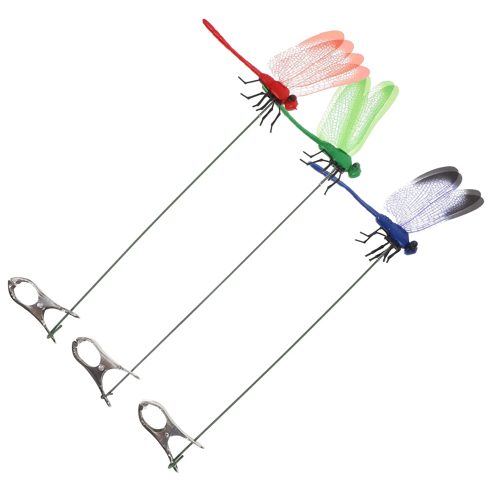 3 Pcs Simulation Dragonfly Clip Outdoor Statue Realistic Decoys Bug Deterrent Decorative Iron Wire Charm Garden for outside