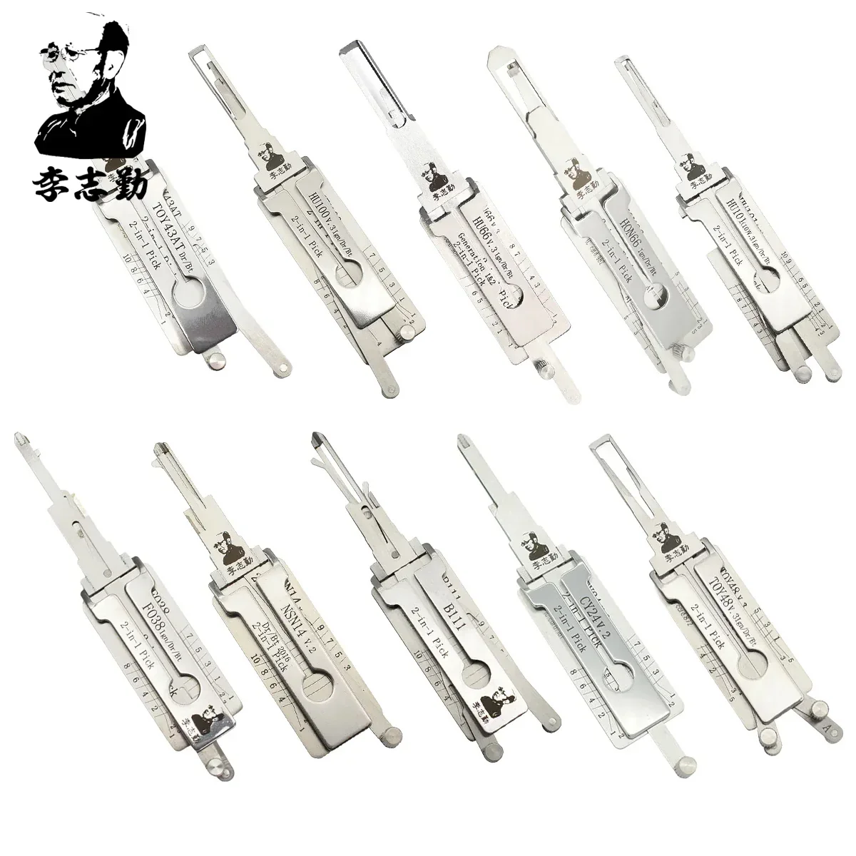 Oryginalny dekoder samochodowy Lishi 2-w-1 HU66 HU100 HON66 HU100R HU92 HY22 TOY2 TOY48 HU101 HU162T-8 ze stali nierdzewnej, sprzedaż hurtowa