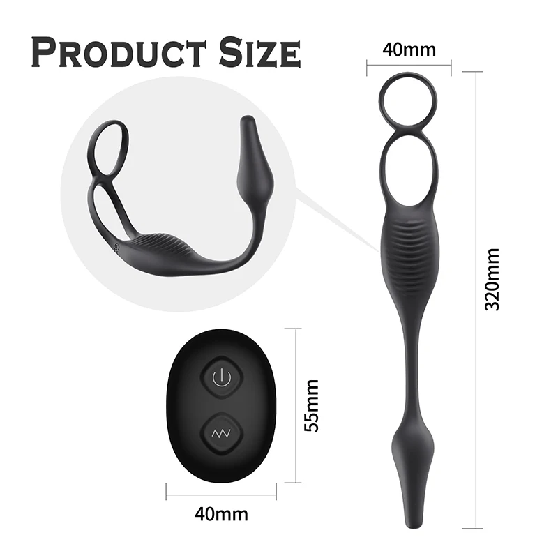 Remote Control Anal Vibrator for Men with Penis Ring Vibrating Prostate Massager Perineum Stimulator Beginner Butt Plug