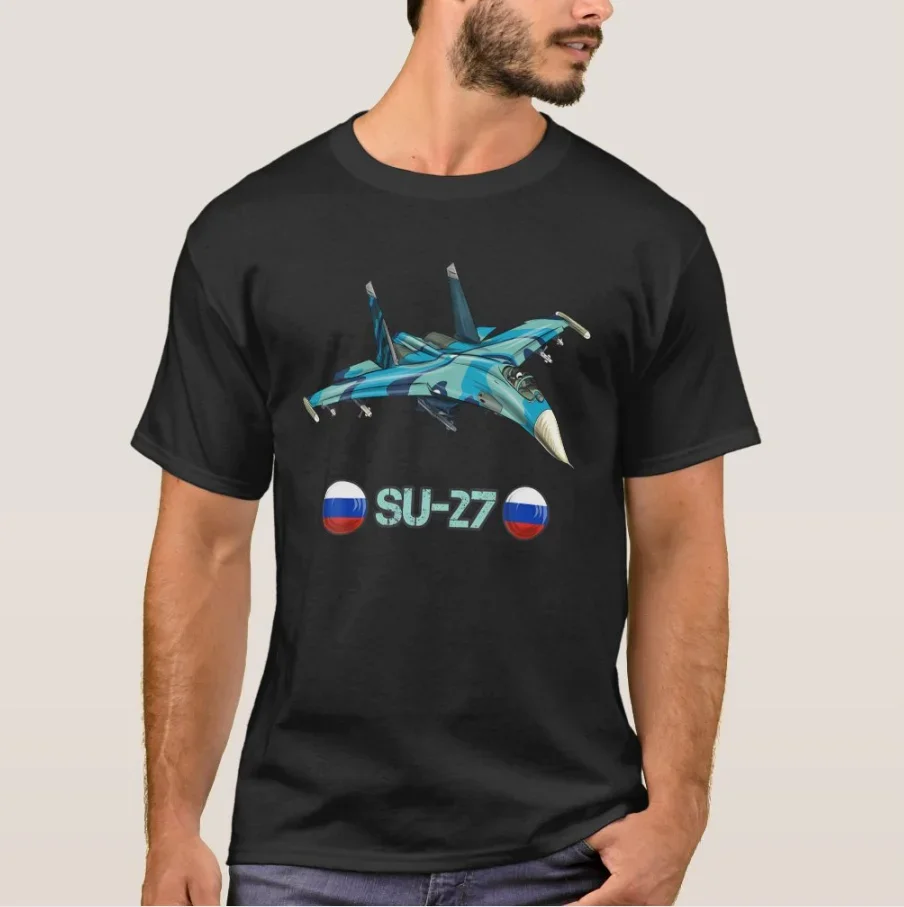 Russian Cold-War Sukhoi SU-27 Jet Airplane Men T-Shirt Short Sleeve Casual 100% Cotton O-Neck Summer Shirt