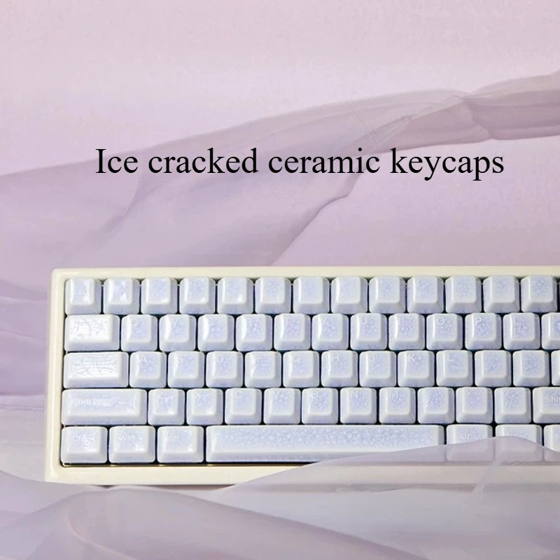 

Ice Cracked Keycaps Customized Ceramic Cherry Profile Keyboard Caps UV Coated for Mechanical Keyboard MX Switch Accessories Gift