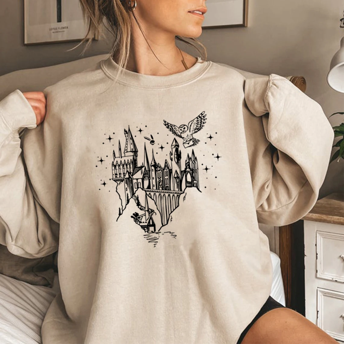 Wizard Castle Sweatshirt Believe in Magic Hoodies Magical School Sweatshirts Women Long Sleeve Pullover Wizard School Hoodie Top