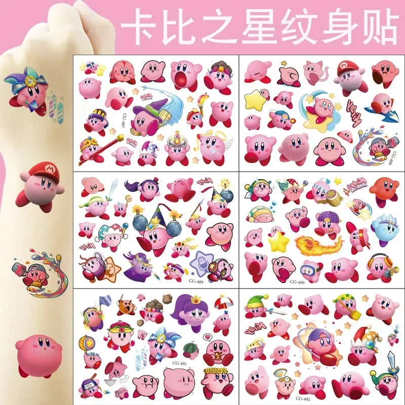 Kirby Tattoo Sticker Game Party Supplies Waterproof Tattoo Stickers Anime Figure Cartoon Cute Tatoo Children Kids Gifts Cosplay