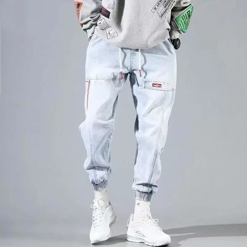 

2024 New Men Streetwear Hip Hop Cargo Pants Mens Jeans Elastic Harem Joggers Pants Autumn Spring Trousers Men Clothing S-4XL