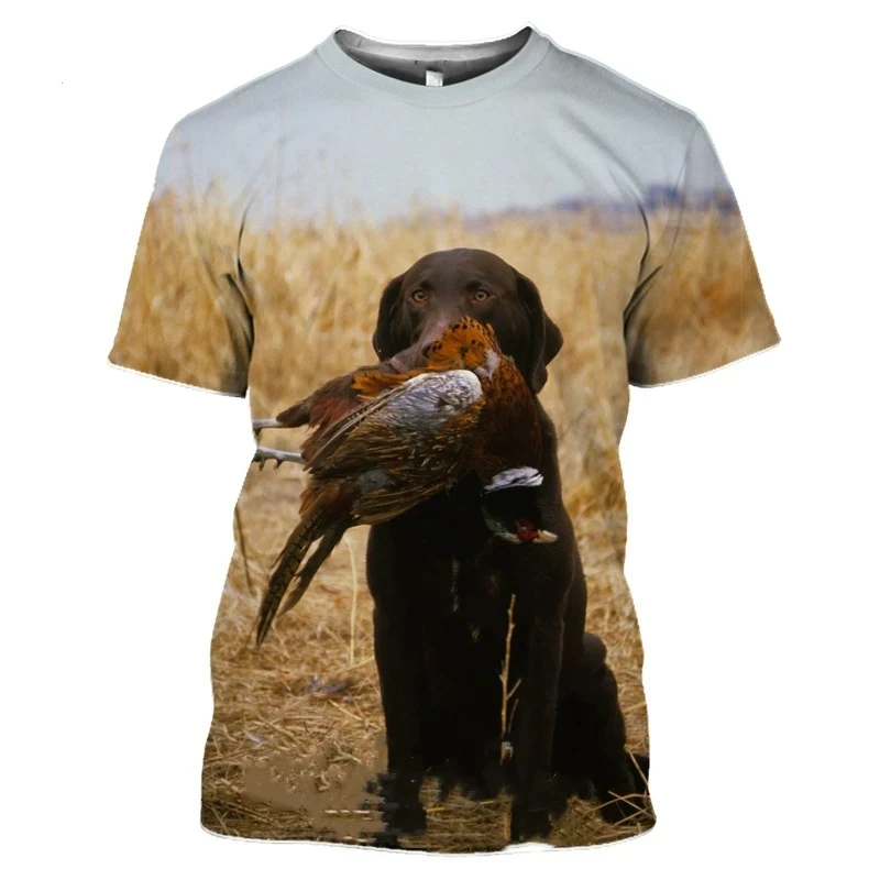 Wild Duck Hunting Dog T-shirt For Men 3D Jungle Camouflage Printed Men\'s T shirts Summer Fashion Short Sleeve Tees Tops Clothing