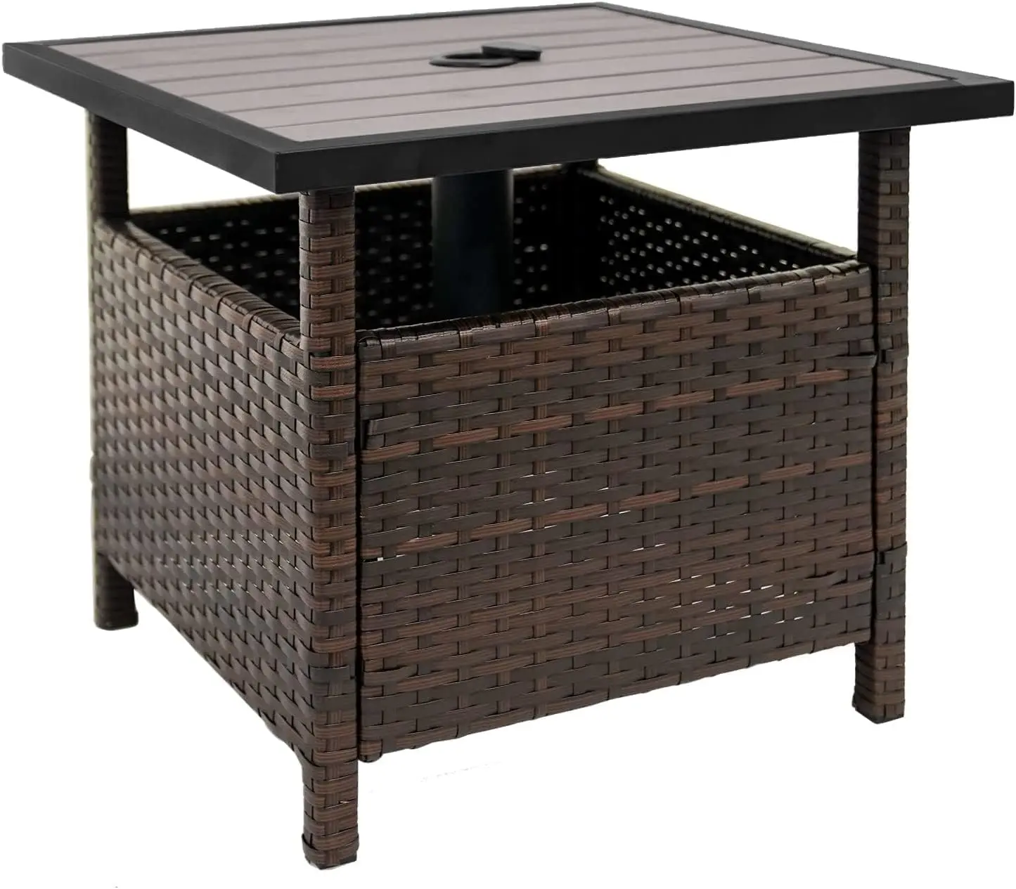 

Patio Umbrella Stand All Weather Wicker Rattan 22 in Umbrella Table