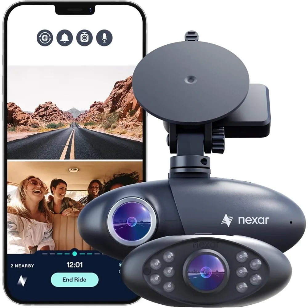 Pro Dual Dash Cam - 1 Year Nexar App Subscription Included - Unlimited Cloud Storage, Drive Recordings, Parking Mode