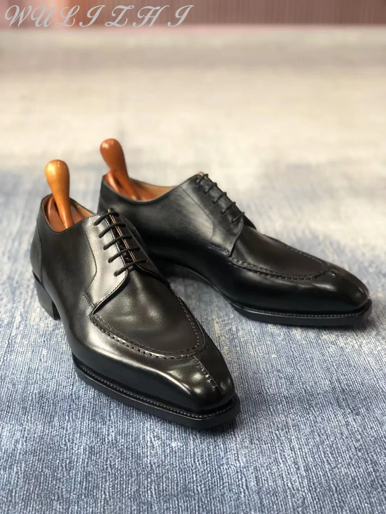 

Men's Wedding Shoes Genuine Leather Formal Banquet Cowhide Shoes Young Business Comfortable Derby Shoes Lace Up Office Shoe