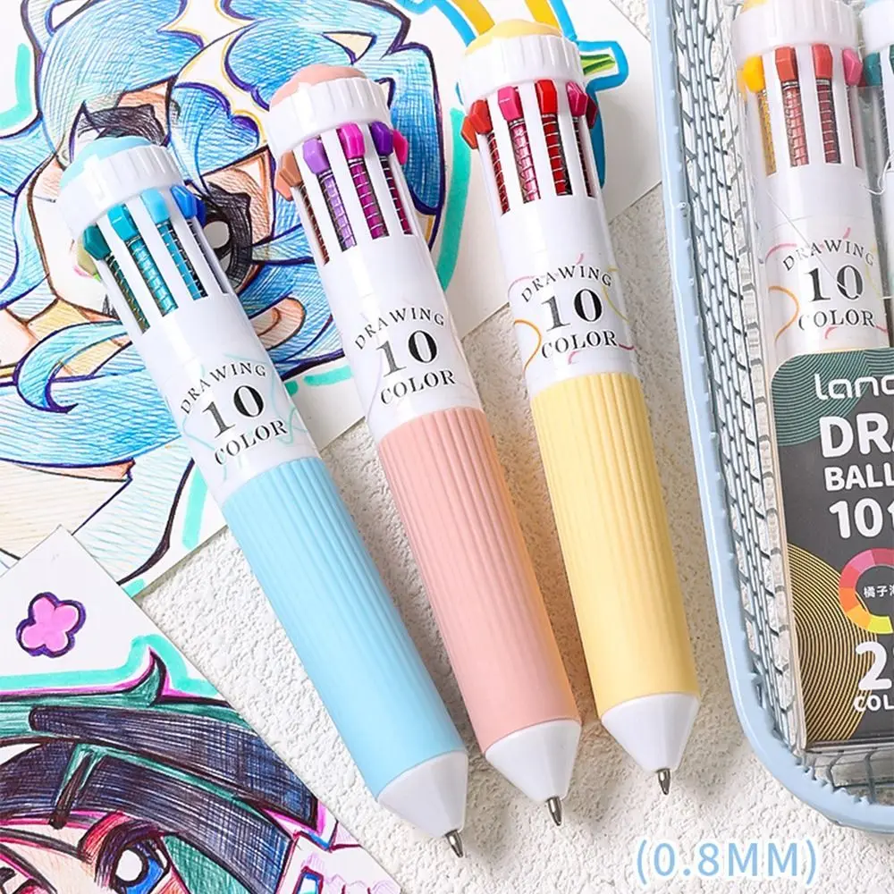 

3Pcs/Set Creative Mechanical Ballpoint Pen Multicolored 10 in 1 Multicolor Retractable Pen Press Type 0.8mm